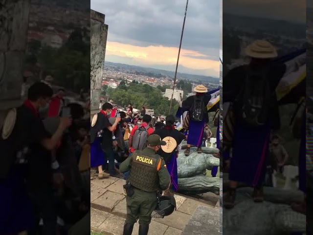 Indigenas del Cauca derriban estatua de Sebatián De Belalcázar