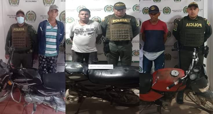 CAPTURADOS POR RECEPTACIÓN, SE MOVILIZABAN EN MOTOCICLETAS HURTADAS